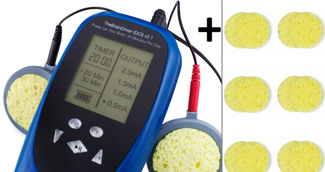 TheBrainDriver tDCS Device v2.1 + 6 Extra Pairs of Sponges. Ships Worldwide Daily. Safety Features Built-in